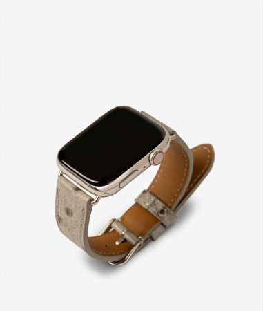 Apple Watch Leder Wristband Ostrich Grau 