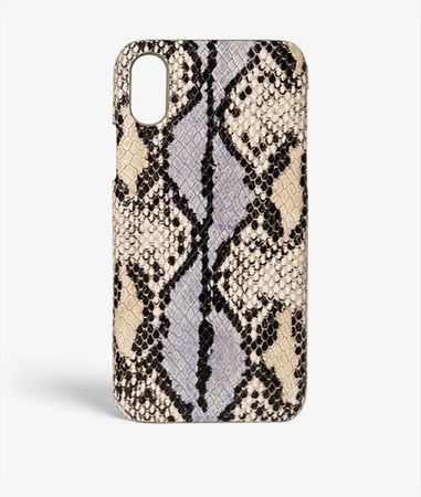 iPhone Xr Leder Hlle Snake Lila/Grey