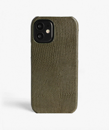  iPhone 12 Mini Leder Hülle Lizard Olive
