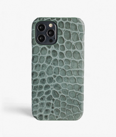 iPhone 13 Pro Leder Hülle Croco Teal Small