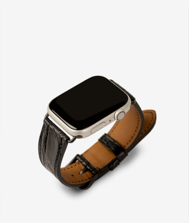 Apple Watch Leder Armband Echt Crocodile Schwarz