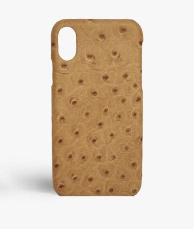 iPhone Xs Max Leather Case Ostrich Camel