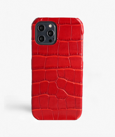 iPhone 13 Pro Max Leder Hülle Croco Rot
