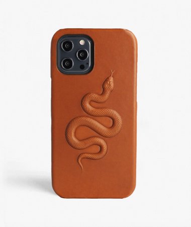 iPhone 12 Pro Max Leder Hülle Snake Vegetable Tanned Braun