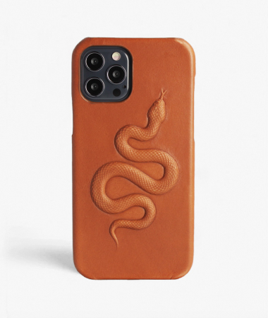 iPhone 12/12 Pro Leder Hülle  Snake Vegetable Tanned Braun
