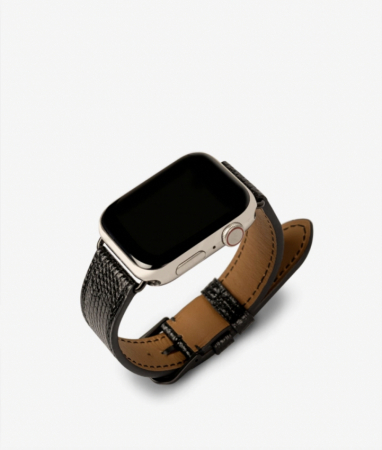 Apple Watch Leder Armband Lizard Schwarz