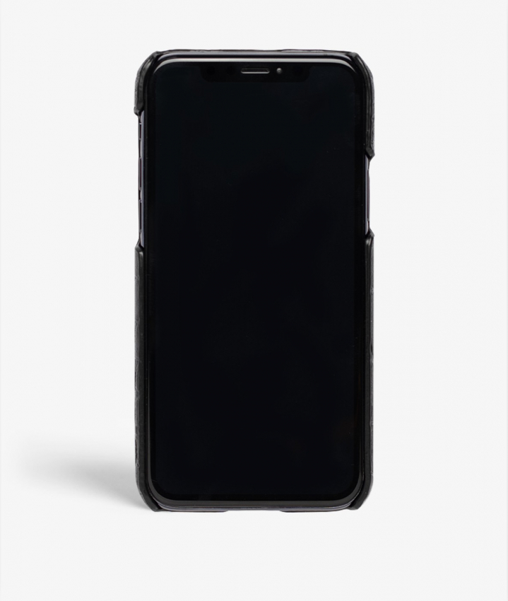 iPhone 11 Pro Mobilskal Lder Croco Svart Small