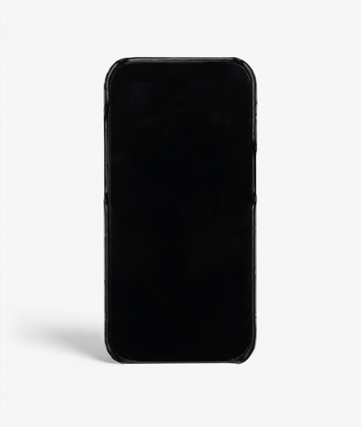 iPhone 14 Pro Max Leather Case Croco Black