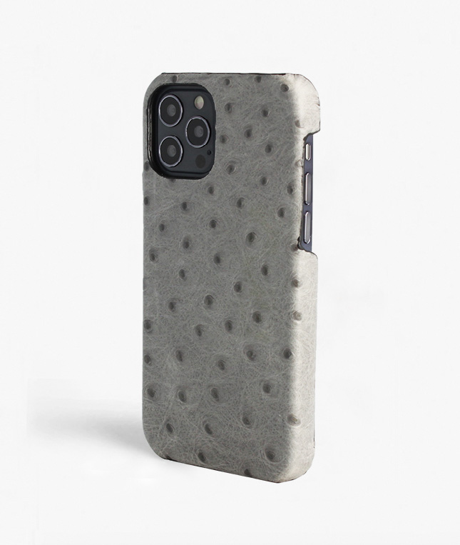 iPhone 13 Pro Leather Case Ostrich Grey