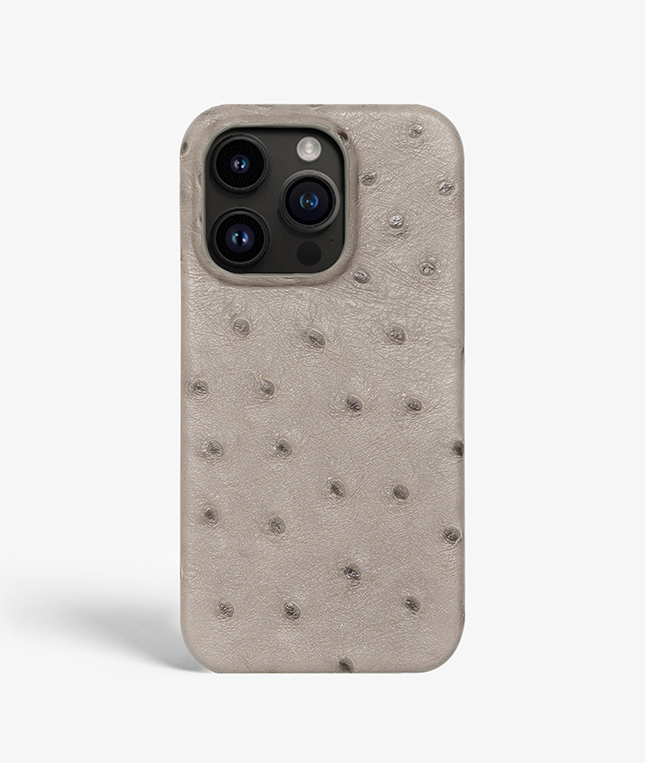  iPhone 14 Pro Leather Case Ostrich Grey