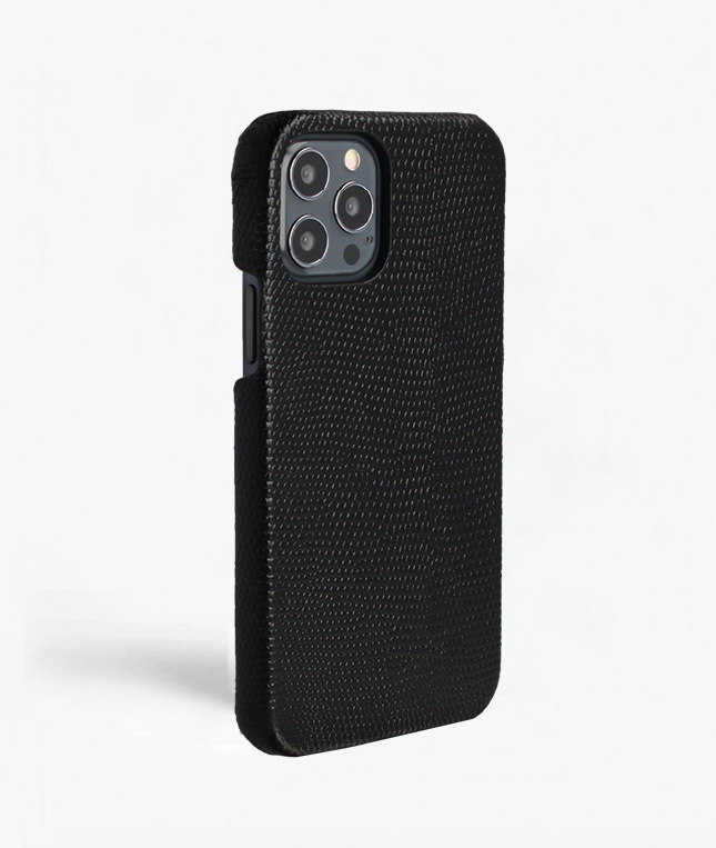 iPhone 13 Pro Max Leather Case Lizard Black