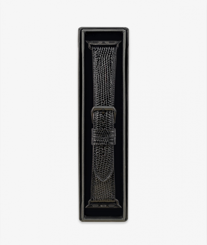 Apple Watch Leder Armband Lizard Black 42/44/45mm - Matt Black