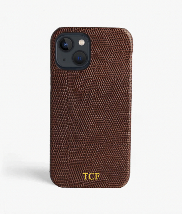 iPhone 13 Leather Case Lizard Brown