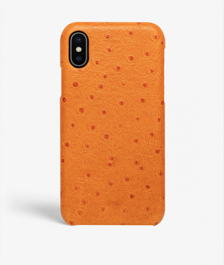 iPhone X/Xs Leder Hlle Ostrich Orange
