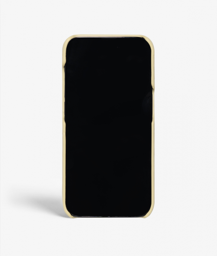 iPhone 14 Pro Max Leather Case Croco Pastel Yellow