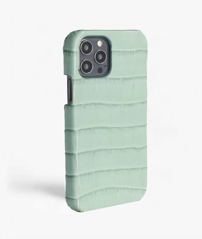 iPhone 13 Pro Max Leder Hlle Croco Pastell Teal
