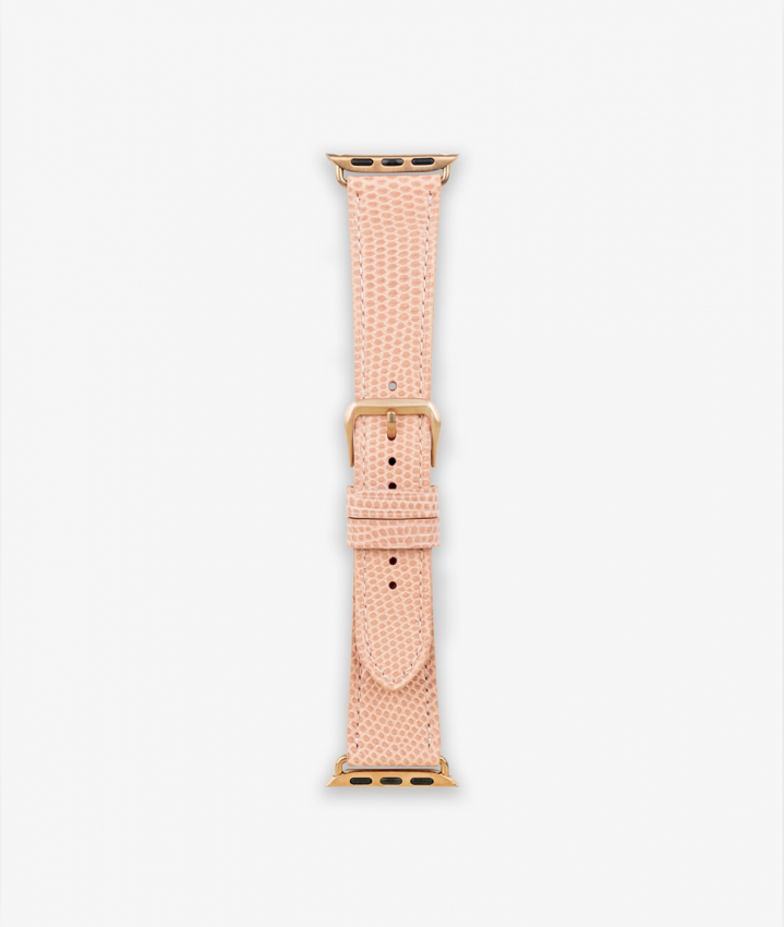 Apple Watch Leder Armband Lizard Puderrosa 38/40/41mm - Matt Gold