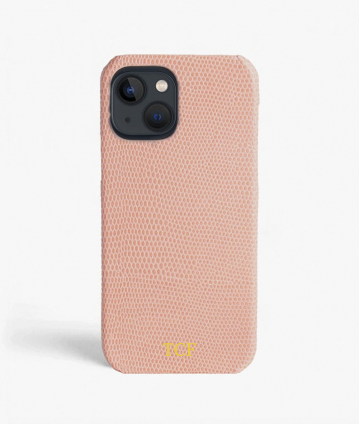 iPhone 13 Leather Case Lizard Blush Pink