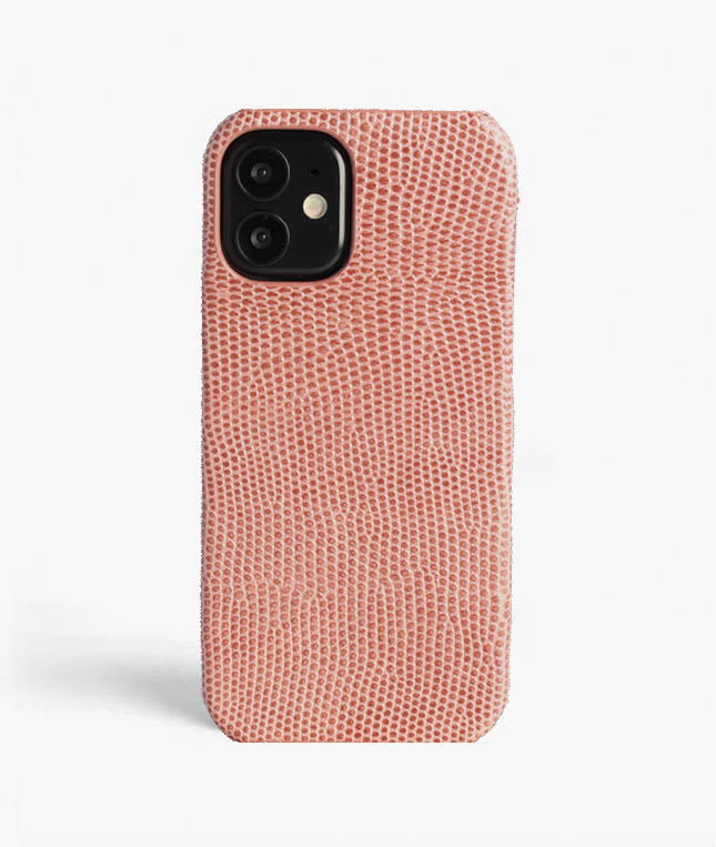 iPhone 12 Mini Leather Case Lizard Dusty Pink