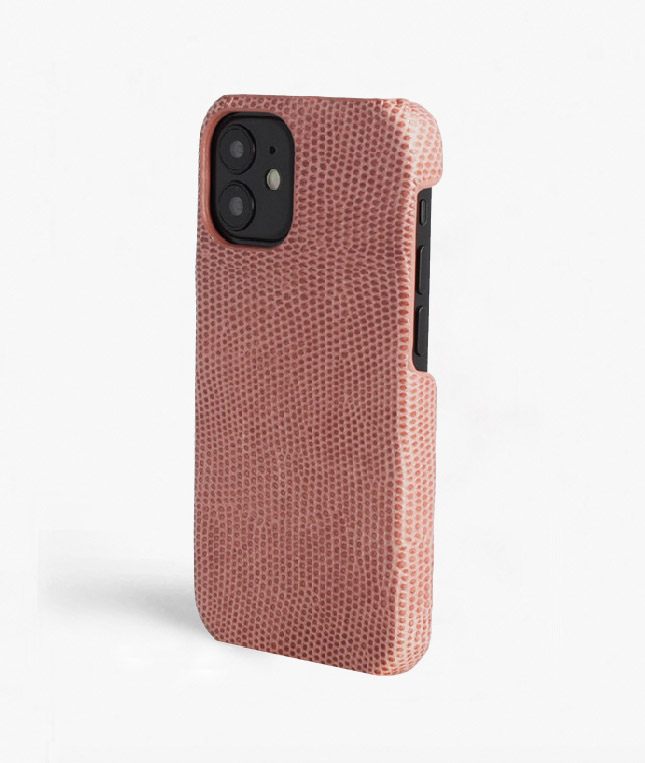 iPhone 12 Mini Leather Case Lizard Dusty Pink