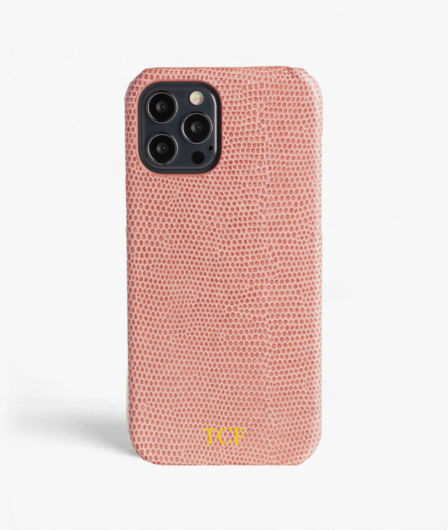 iPhone 13 Pro Max Leather Case Lizard Dusty Pink