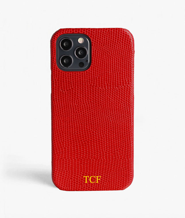iPhone 13 Pro Leather Case Lizard Red