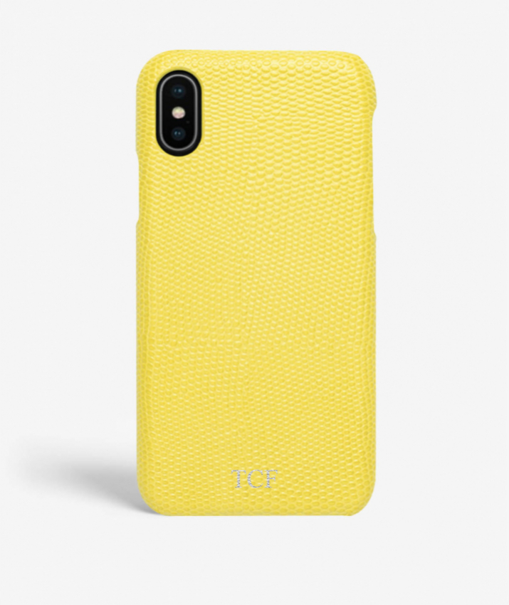 iPhone X/Xs Leder Hlle Lizard Limone