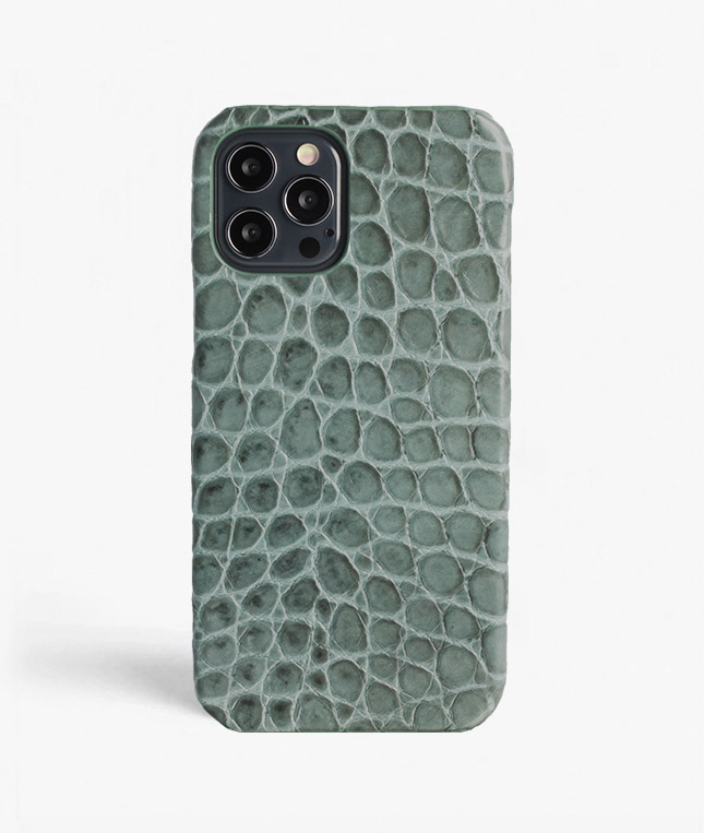 iPhone 13 Pro Leder Hlle Croco Teal Small