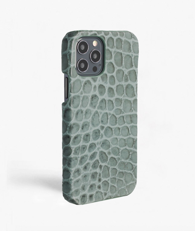 iPhone 13 Pro Leder Hlle Croco Teal Small