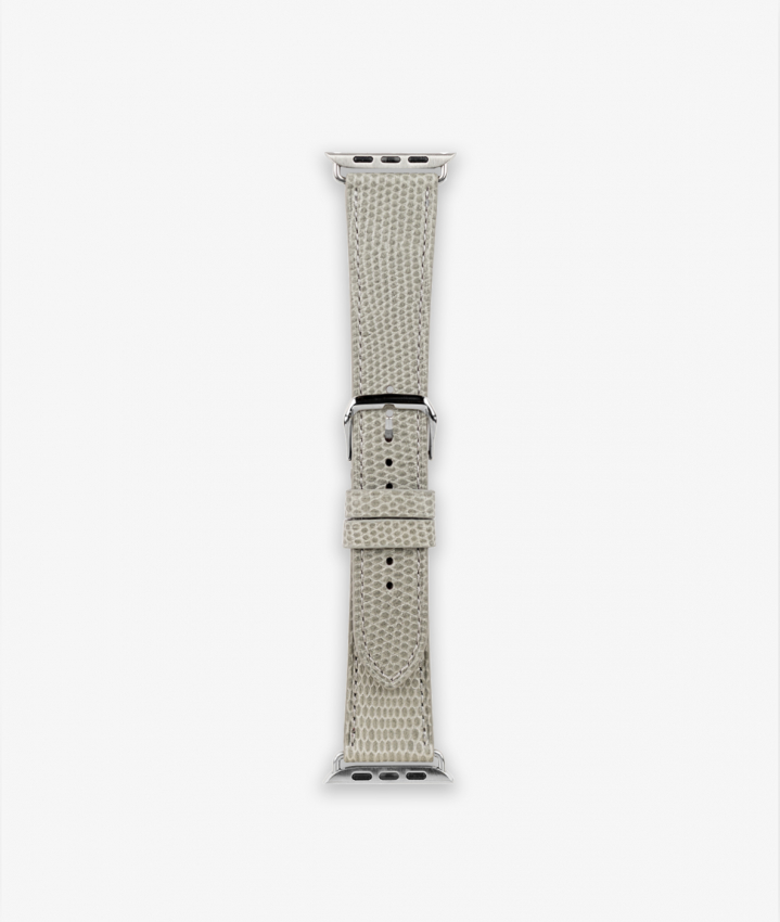 Apple Watch Leder Armband Lizard Grau 38/40/41mm - Shiny Silver