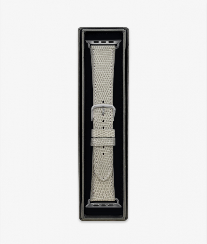 Apple Watch Leder Armband Lizard Grau 42/44/45mm - Matt Silver