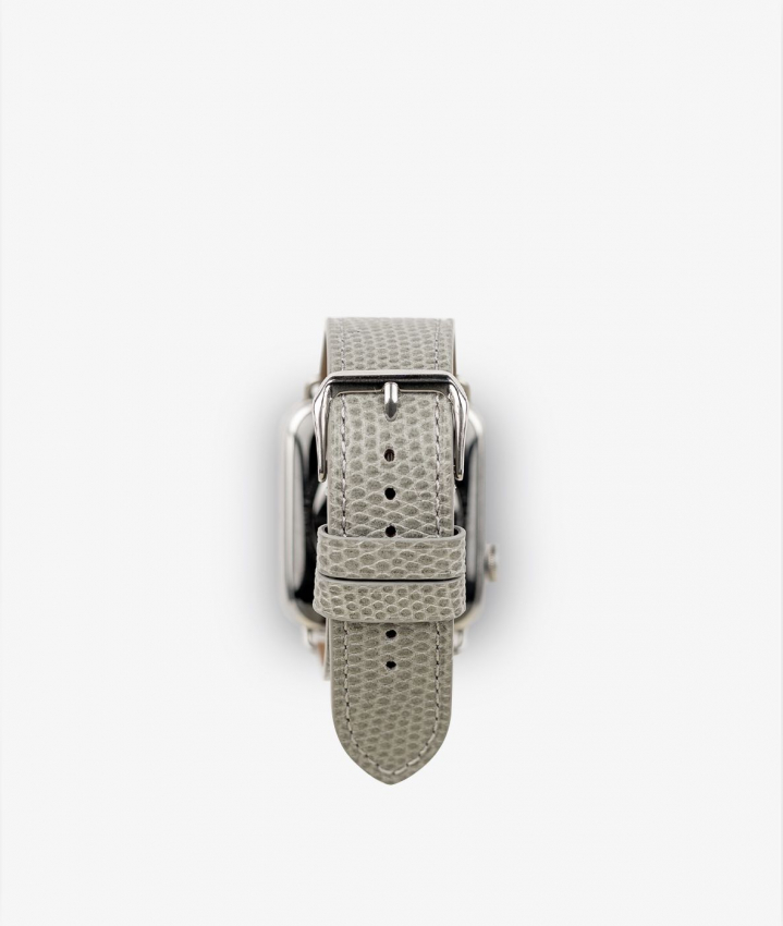 Apple Watch Leder Armband Lizard Grau 42/44/45mm - Shiny Silver