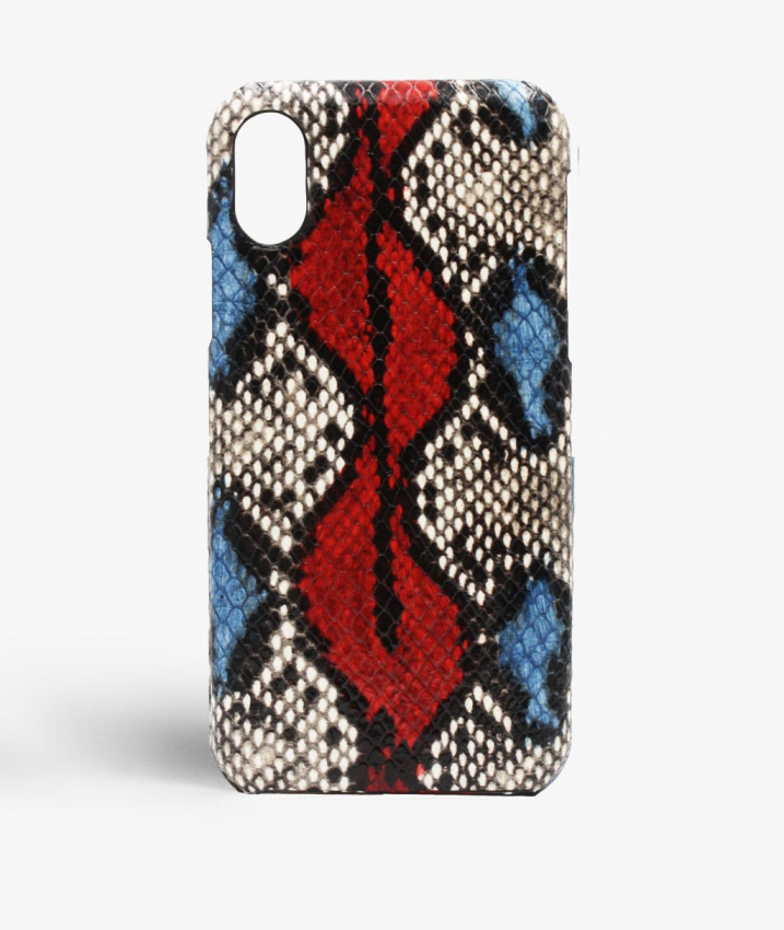 iPhone Xs Max Leather Case Snake Cobalt/Red