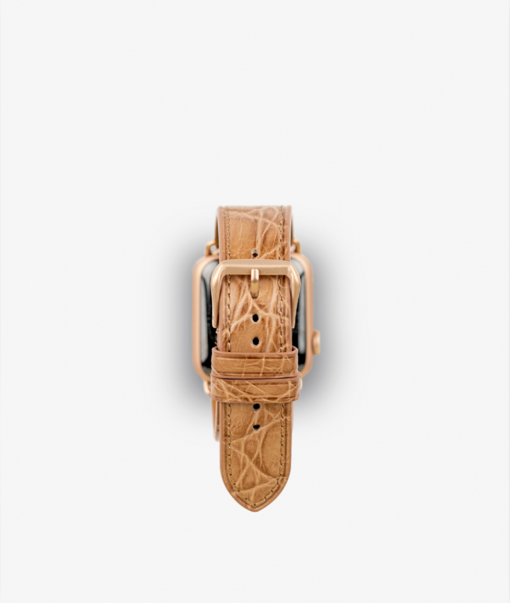 Apple Watch Leather Wristband Real Crocodile Cameo 38/40/41mm - Matt Gold