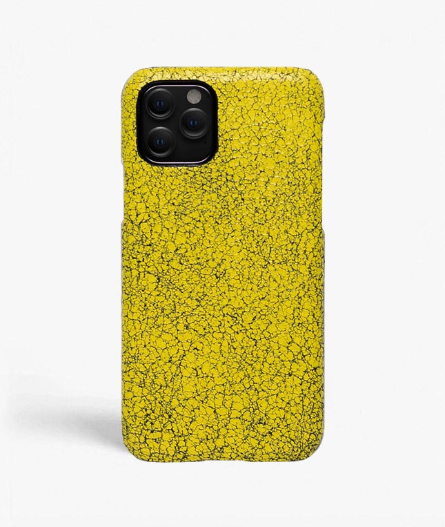 iPhone 11 Pro Leder Hlle Cracked Yellow