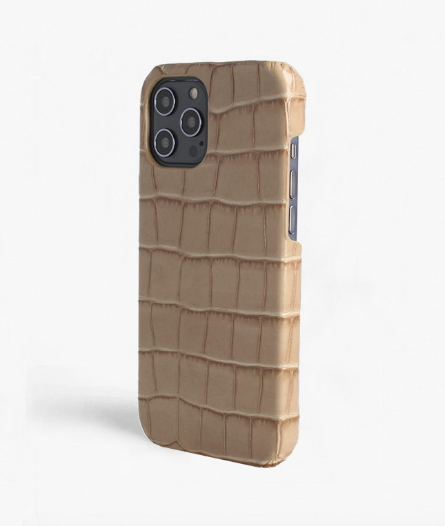 iPhone 12 Pro Max Mobilskal Lder Croco Sand