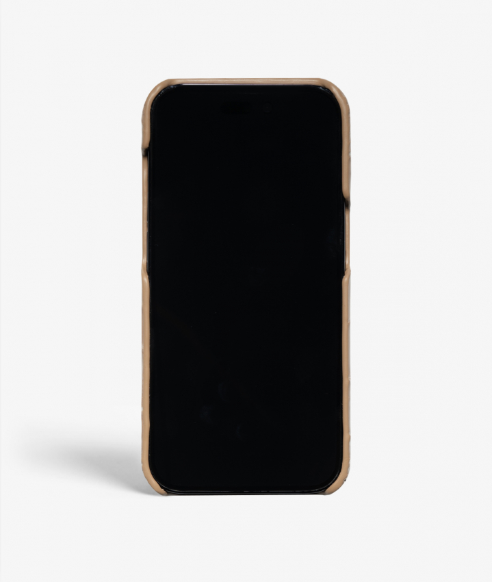iPhone 14 Pro Max Leather Case Croco Sand