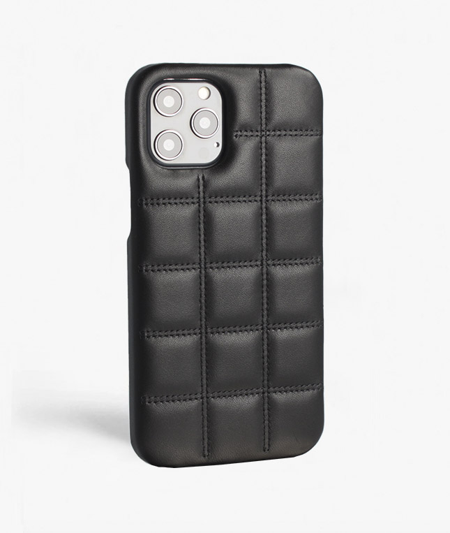 iPhone 12 Pro Max Leather Case Padded Black