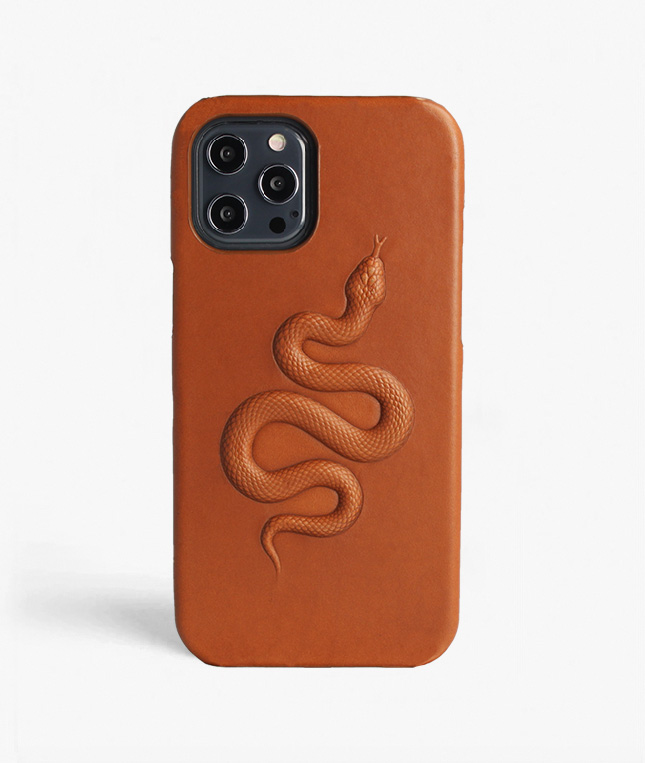 iPhone 12 Pro Max Leder Hlle Snake Vegetable Tanned Braun