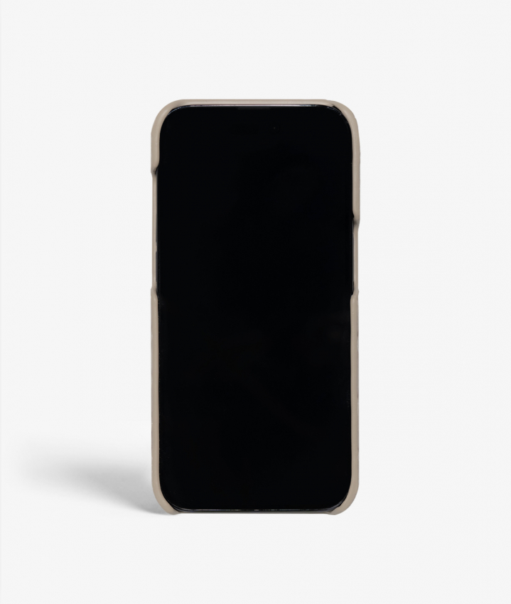 iPhone 14 Pro Leder Hlle Croco Grau Small