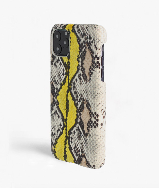 iPhone 11 Pro Max Mobilskal Lder Snake Yellow/Beige