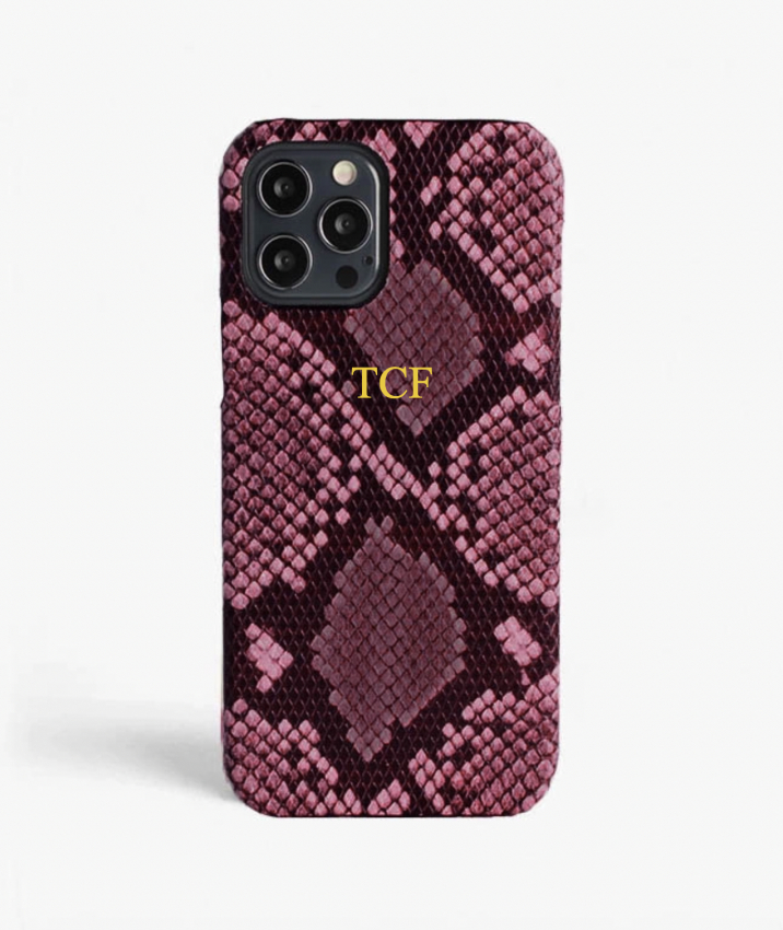 iPhone 13 Pro Leather Case Python Purple