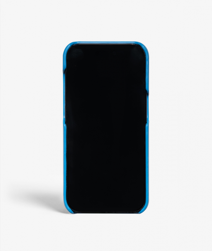 iPhone 14 Pro Leder Hlle Smiley Blau
