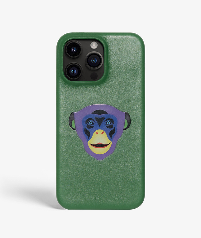 iPhone 14 Pro Max Leather Case Monkey Green