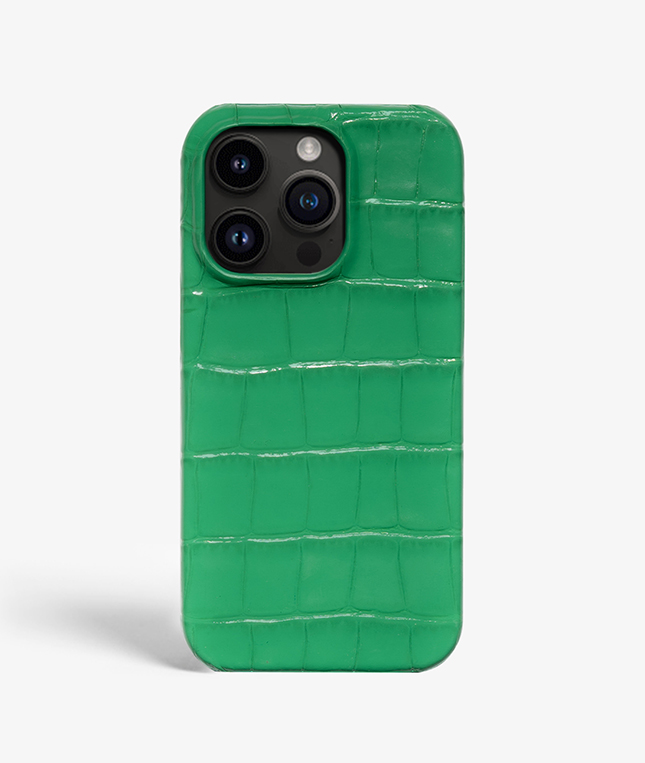 iPhone 14 Pro Max Leder Hlle Croco Emerald 