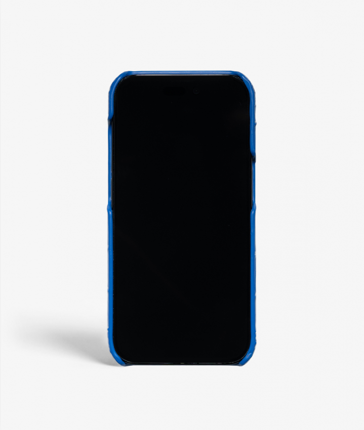 iPhone 14 Pro Leather Case Croco Blue