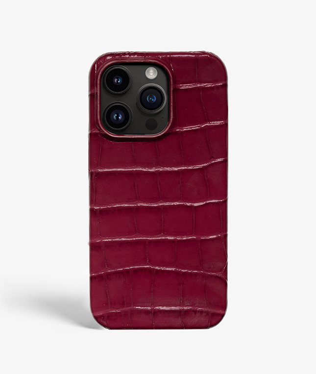 iPhone 14 Pro Max Leather Case Croco Burgundy
