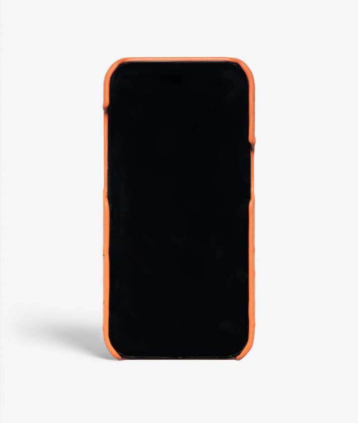 iPhone 14 Pro Max Leather Case Ostrich Orange