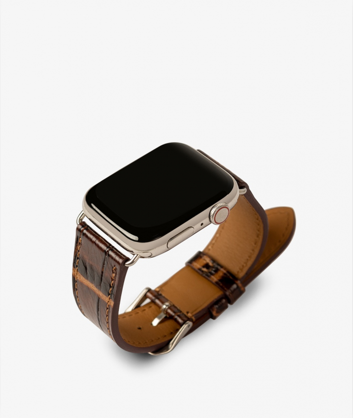 Apple Watch Leder Armband Croco Dunkelbraun 