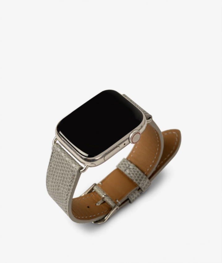 Apple Watch Leder Wristband Lizard Grau